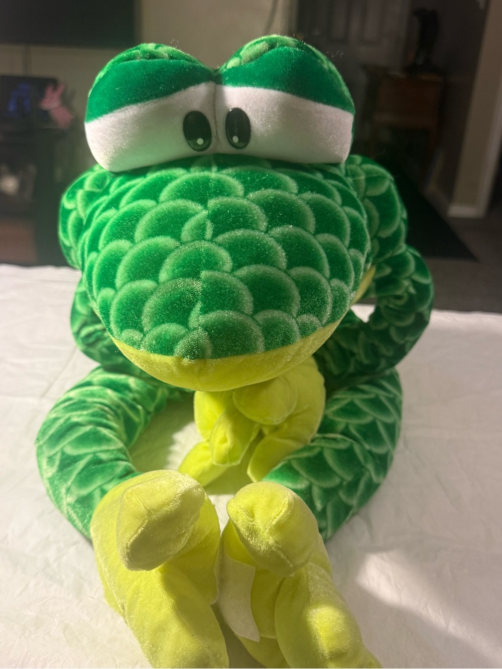 Green Plush Reptile Toy - Soft Plush Snake for Pets & Kids